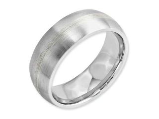 Cobalt Sterling Silver Inlay Satin 8mm Band, Size 7.5