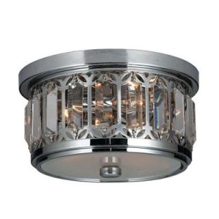 Worldwide Lighting Parlour Collection 3 Light Chrome Crystal Flushmount W33139C10
