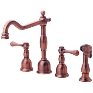 Danze Opulence 2 Handle Standard Kitchen Faucet with Sprayer in Antique Copper D422057AC