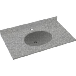 Swanstone Ellipse Gray Granite Solid Surface Integral Single Sink Bathroom Vanity Top (Common 49 in x 22 in; Actual 49 in x 22 in)