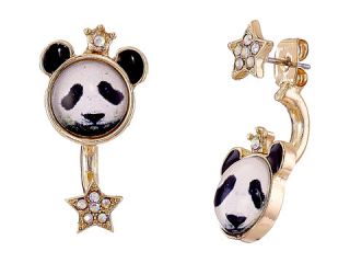 Betsey Johnson Costume Critters Panda Front Back Earrings