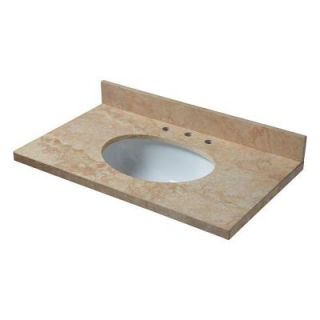 Pegasus 37 in. Travertine Vanity Top in Ivory Select with White Basin 37996