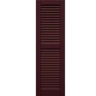 Winworks Wood Composite 15 in. x 50 in. Louvered Shutters Pair #657 Polished Mahogany 41550657
