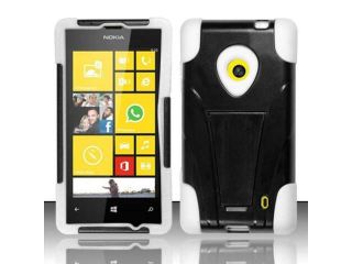 For Nokia Lumia 521 (T Mobile / MetroPCS) PC+Silicon Hybrid Cover w / KickStand   White