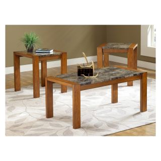 Bernards Cherry Faux Marble 3 Piece Coffee Table Set   Coffee Table Sets