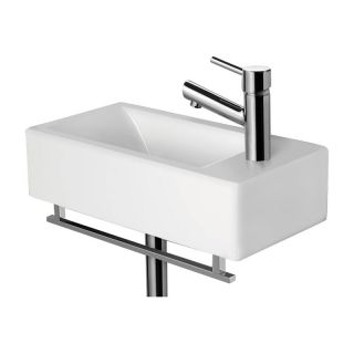 Alfi AB108 Small White Modern Rectangular Wall Mounted Ceramic Bathroom Sink Basin   Bathroom Sinks