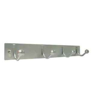 Richelieu Hardware Nystrom Hook Rack Silver Metal 4 Single Hook Bar 16225BAG