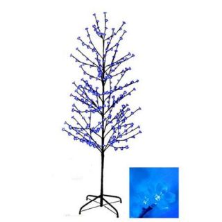 6' Enchanted Garden LED Lighted Cherry Blossom Flower Tree   Blue Lights