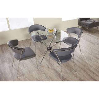 Euro Style Hydra 5 Piece Dining Set with Draco Chairs   Gray   Dining Table Sets