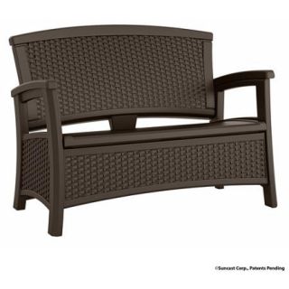 Suncast Elements Resin Wicker Bench with Storage, Java