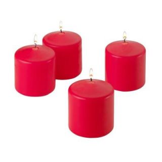 Light In The Dark 3 in. x 3 in. Unscented Red Pillar Candles (Set of 4) LITD R PILLAR 3X3 SET OF 4
