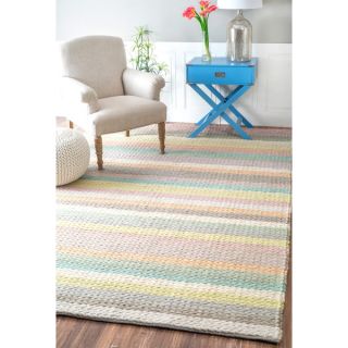 nuLOOM Handmade Cotton Chenille Striped Wool Braided Cable Rug (67 x