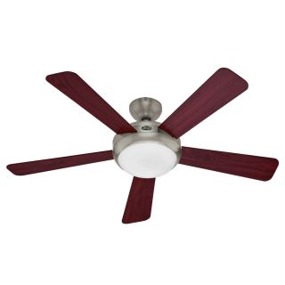 Hunter 52 in Palermo LED Brushed Nickel Ceiling Fan with Light Kit and Remote