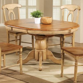 Winners Only Quails Run Round Single Pedestal Dining Table with 15 in. Butterfly Leaf   Dining Tables