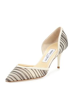 Jimmy Choo Mariella Striped dOrsay Pump, Off White/Mix