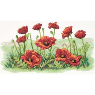 Field Of Poppies Stamped Cross Stitch Kit 16"X10"