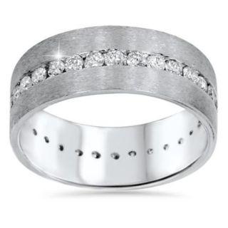 Mens 1 1/2ct Diamond Satin Eternity Comfort Wedding Band