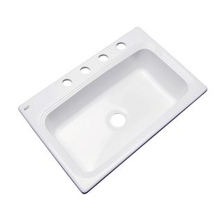 Dekor Master 22 in x 33 in White Single Basin Acrylic Drop In 4 Hole Residential Kitchen Sink