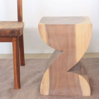 12 Inches Square x 26 inch Monkey Pod Wood Twist Walnut Oil End Table