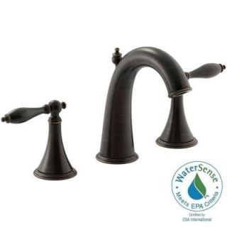 KOHLER Finial Traditional 8 in. Widespread 2 Handle Mid Arc Bathroom Faucet in Oil Rubbed Bronze K 310 4M 2BZ