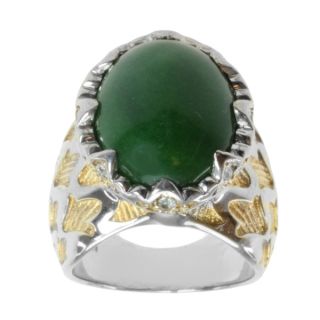 Michael Valitutti Two tone Green Onyx and White Sapphire Ring
