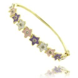 Molly and Emma 14k Yellow Gold Overlay Childrens Enamel Flower Design