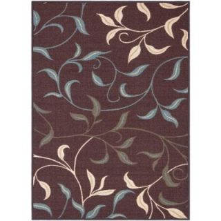 Ottomanson Ottohome Collection Contemporary Leaves Design Chocolate 2 ft. 7 in. x 4 ft. 1 in. Area Rug OTH2068 32X49