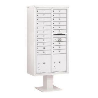 Salsbury Industries 3400 Series 72 in. Max Height Unit White 4C Pedestal Mailbox with 20 MB1 Doors/2 PL 3416D 20WHT