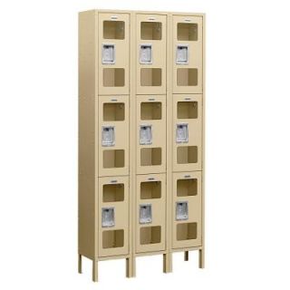 Salsbury Industries S 63000 Series 36 in. W x 78 in. H x 18 in. D 3 Tier See Through Metal Locker Assembled in Tan S 63368TN A