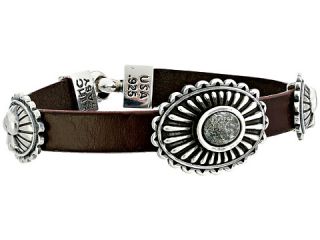 King Baby Studio Burgundy Leather Bracelet with Top Hat Spotted Turquoise & Two Crowned Heart Conchos Burgundy