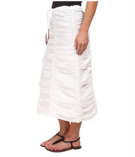 XCVI Stretch Poplin Double Shirred Panel Skirt White