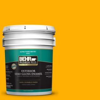 BEHR Premium Plus 5 gal. #310B 7 Saffron Thread Semi Gloss Enamel Exterior Paint 534005