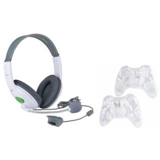 Insten Crystal Hard Case Accessory + Headset Headphone Microphone For Xbox 360 Wireless Controller