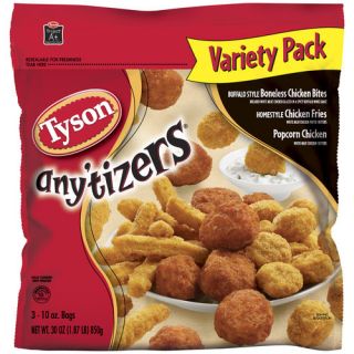 Tyson Boneless Chicken Wyngs, Homestyle Chicken Fries, Popcorn Chicken Variety Pack, 30 oz