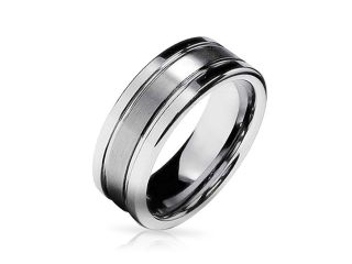 Bling Jewelry Grooved Unisex Matte Tungsten Ring 8mm