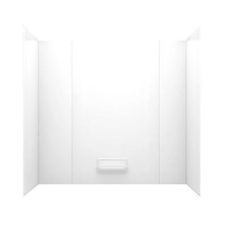 Swan 29 in. x 62 in. x 58 in. 3 Piece Easy Up Adhesive Tub Wall in White RM 58 010