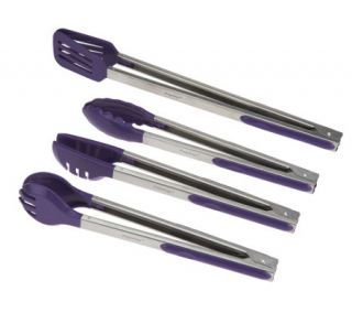 Prepology 4 piece Magic Tongs & Serving Set w/ Silicone Accents —