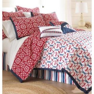 Pacific Coast Textiles Nautical Red Print 8 Piece Queen Comforter Set 38EMBCFB NAU QN