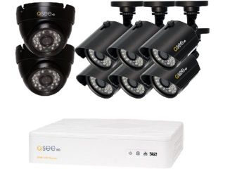 Q See QTH8 8AK 8 Channel AHD Surveillance DVR with 8 x 720P Day / Night In / Outdoor Security Cameras