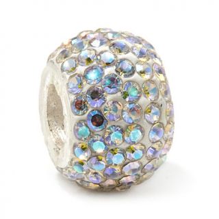 Sterling Silver Aurora Borealis Clear Crystal Bead Slide Charm   7958235