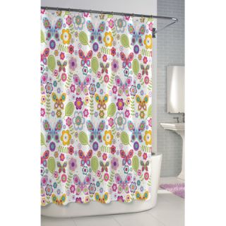 Kassatex Fine Linens Bambini Shower Curtain Cotton Butterfly Shower