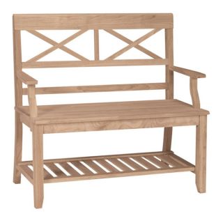 Unfinished Solid Parawood Storage Bench with Three Compartments