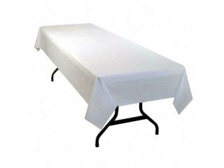 Table Set Rectangular Table Cover, Heavyweight Plastic, 54 x 108, White, 6/Pack
