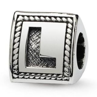Sterling Silver Reflections Letter L Triangle Block Bead