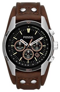 Fossil Sport Chronograph Leather Cuff Watch, 44mm