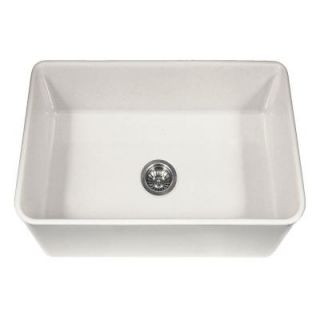 HOUZER Platus Series Farmhouse Apron Front Fireclay 30 in. Single Bowl Kitchen Sink in White PTS 4100 WH