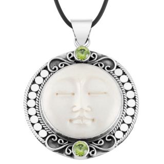 Silver Mother Earth Sleeps Peridot Cow Bone Necklace (Indonesia)