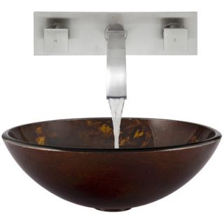 Fusion Glass Vessel Bathroom Sink with Titus Wall Mount Faucet by Vigo