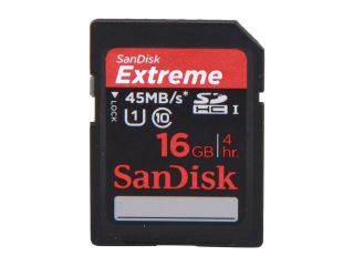 SanDisk Extreme 16GB SDHC UHS I Flash Card   Class 10 45MB/S