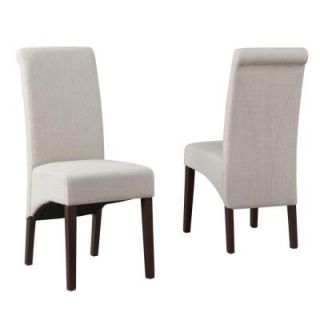 Simpli Home Avalon Linen Look Polyester Deluxe Parson Dining Chair in Natural (2 Pack) WS5134 NL